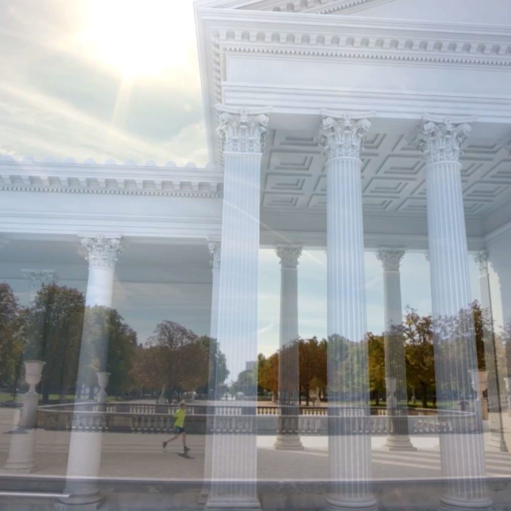 projection en 3D au temps présent des édifices présents à Nîmes dans l'antiquité