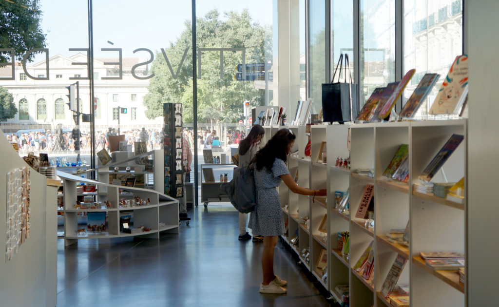 interior of the museum bookstore