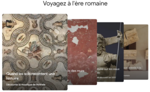 Carrousel des diverses histoires concernant l'ère romaine sur la page "Nîmes éternelle"