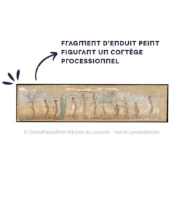 Fragment d'enduit peint figurant un cortège processionnel