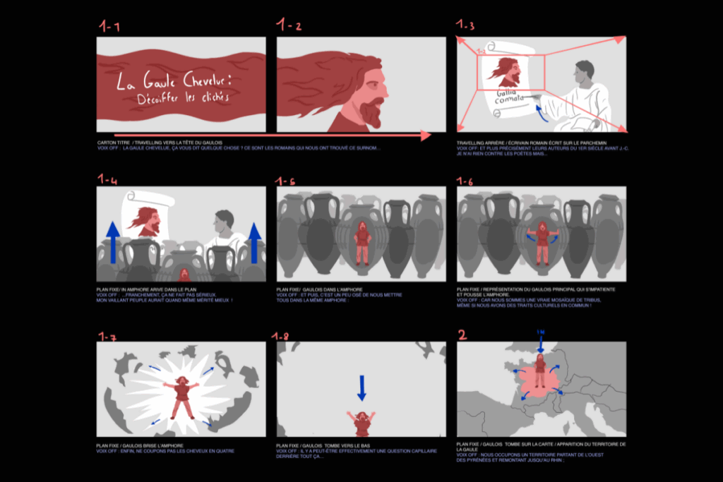 Planche film introductif exposition "Gaulois, mais Romains !"