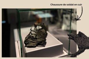 Chaussure de soldat en cuir de l'exposition "Gaulois, mais Romains !"